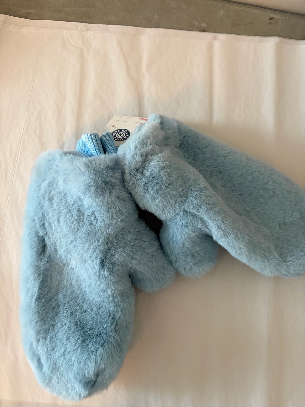 Kids Blue Faux-Fur Mittens - Cozy Winter Gloves